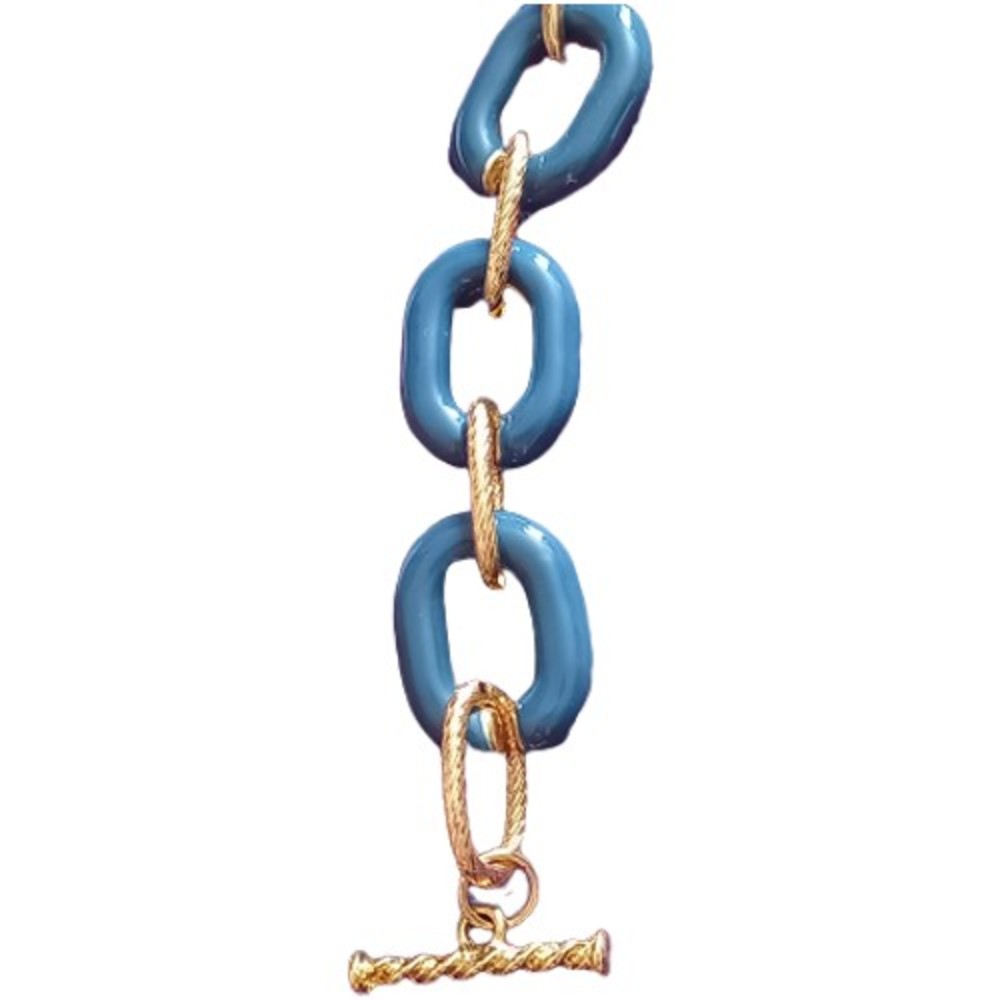 BNWT Big Metal London Chunky Gold & Blue Bracelet - Picture 3 of 6